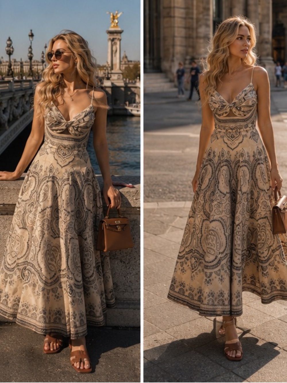 Zimmermann Beige Paisley-Print Spaghetti-Strap Midi Dress